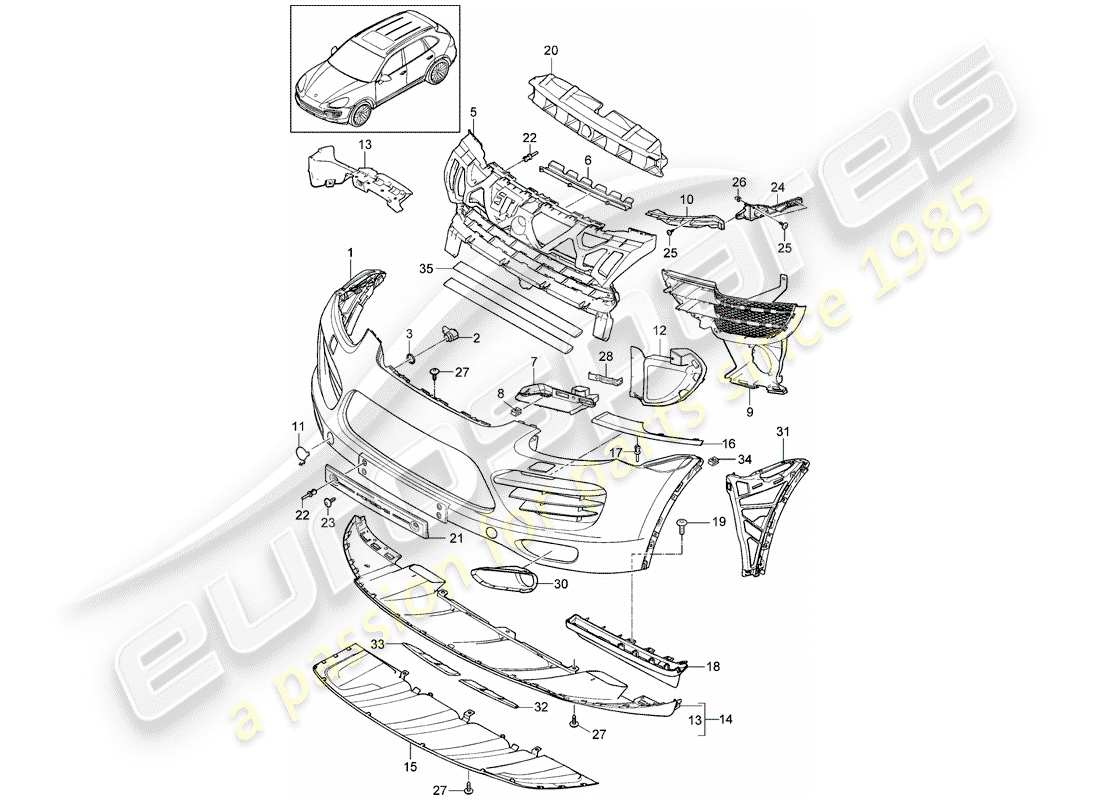 Porsche Cayenne E2 (2015) recubrimiento Diagrama de piezas