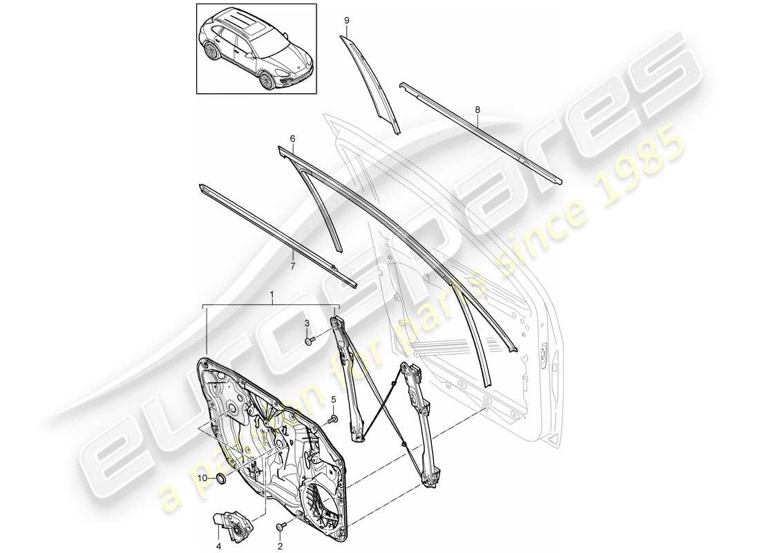 Porsche Cayenne E2 (2015) REGULADOR DE VENTANA Diagrama de piezas