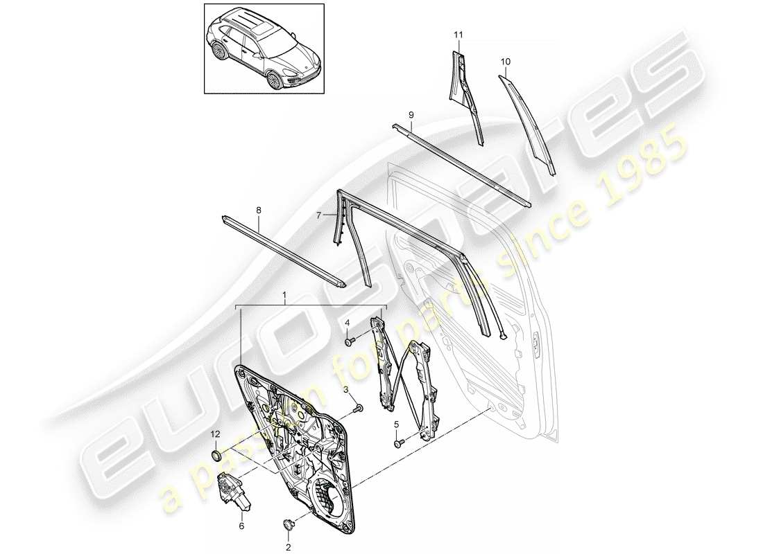 Porsche Cayenne E2 (2015) REGULADOR DE VENTANA Diagrama de piezas