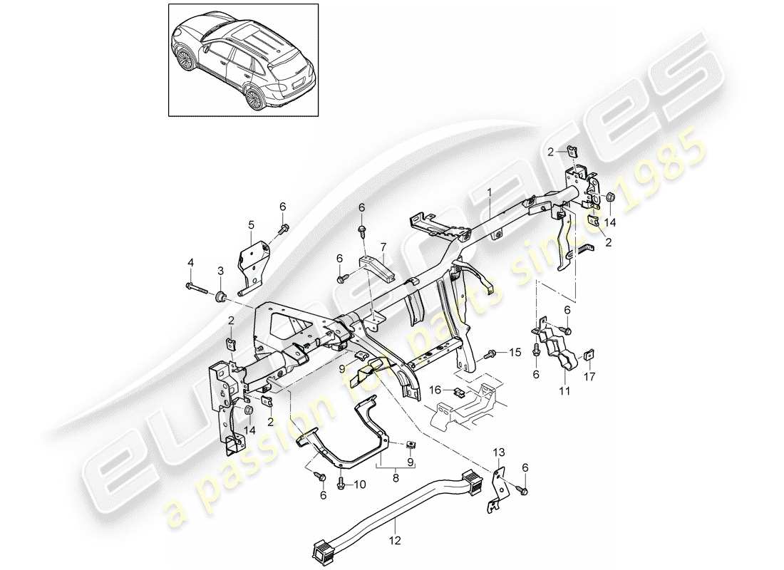 Porsche Cayenne E2 (2015) marco de retención Diagrama de piezas
