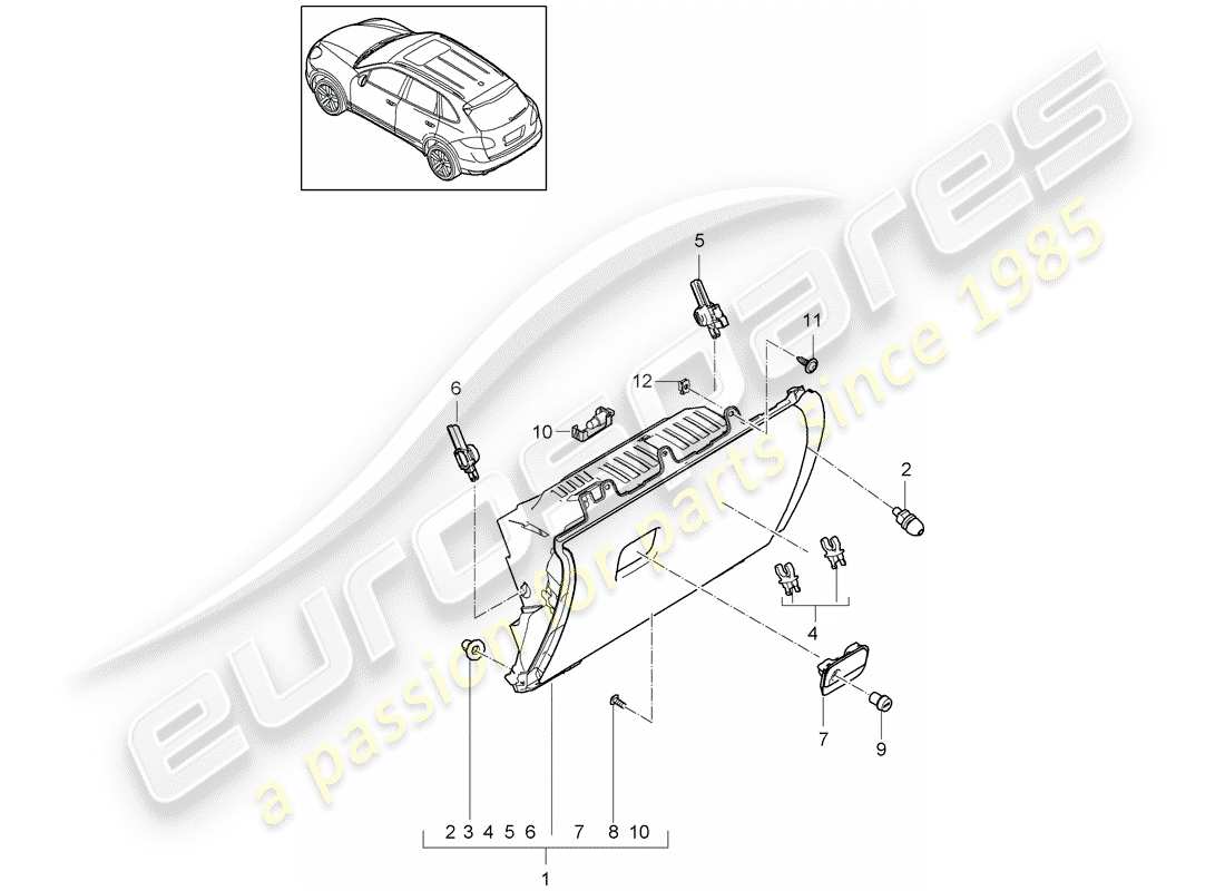 Porsche Cayenne E2 (2015) GUANTERA Diagrama de piezas