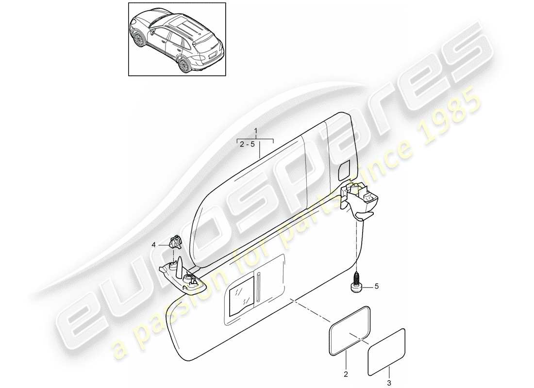 Porsche Cayenne E2 (2015) SUN VIZORS Diagrama de piezas