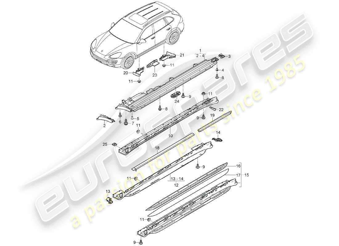 Porsche Cayenne E2 (2015) adornos Diagrama de piezas