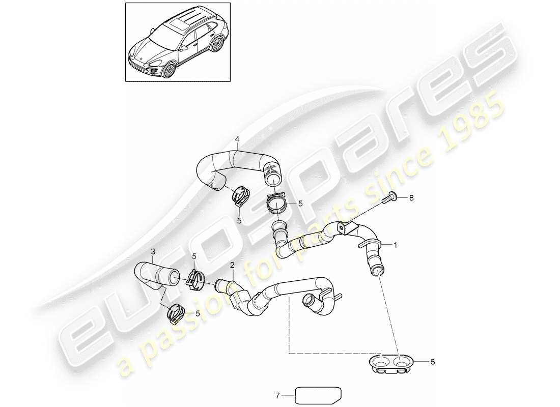 Porsche Cayenne E2 (2015) manguera Diagrama de piezas