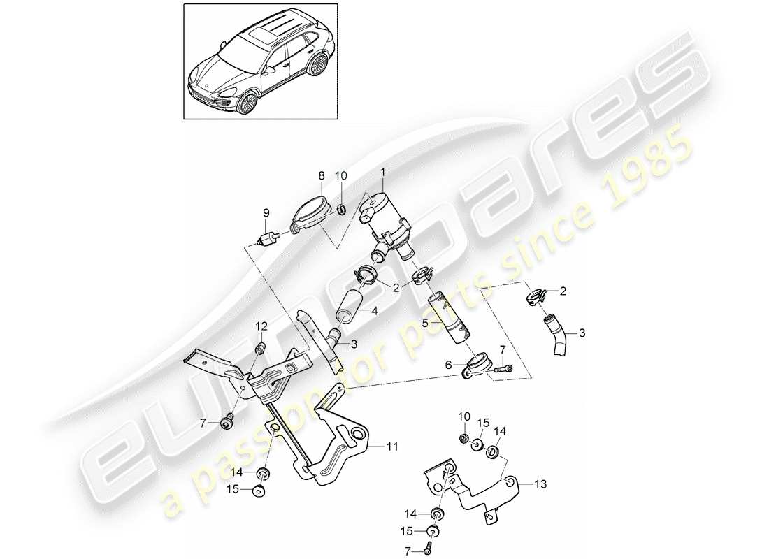 Porsche Cayenne E2 (2015) Calentador Diagrama de piezas