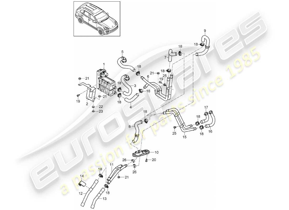 Porsche Cayenne E2 (2015) híbrido Diagrama de piezas
