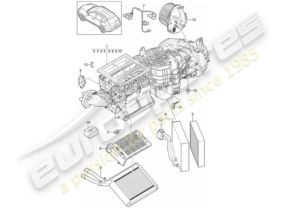 Porsche Cayenne E2 (2015) aire acondicionado Diagrama de piezas