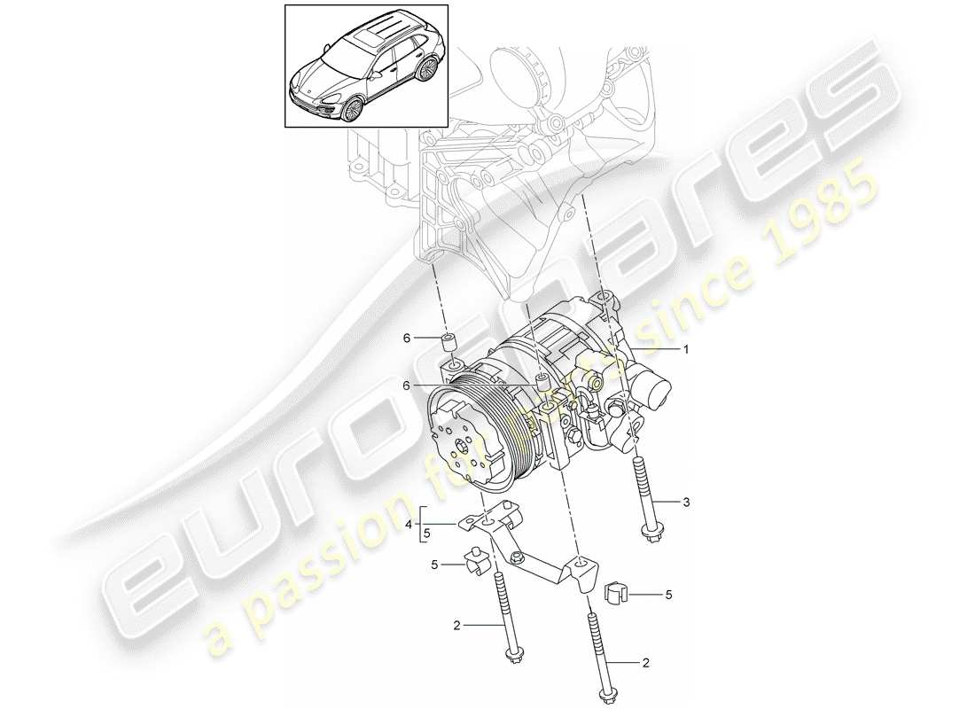 Porsche Cayenne E2 (2015) compresor Diagrama de piezas