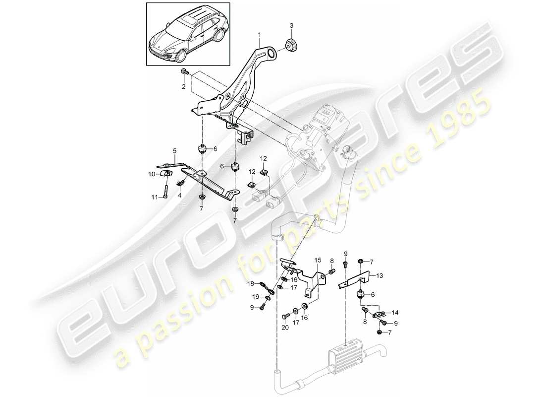 Porsche Cayenne E2 (2015) soporte Diagrama de piezas