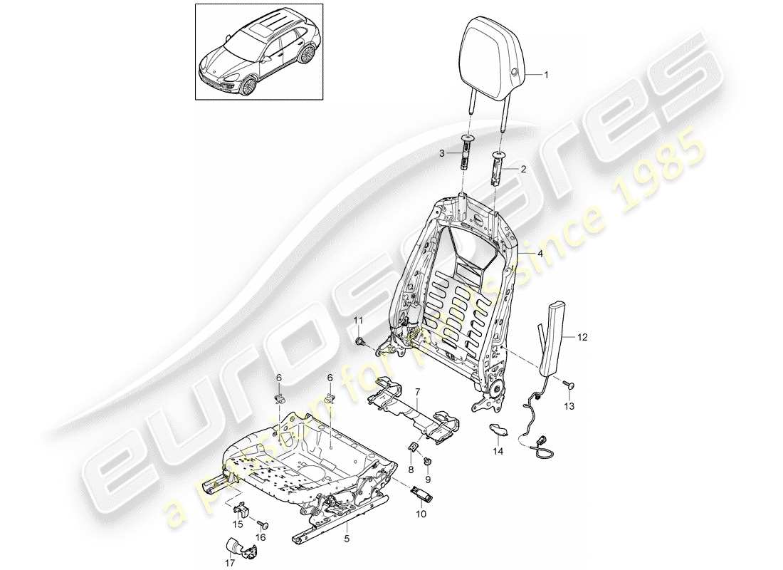 Porsche Cayenne E2 (2015) marco - respaldo Diagrama de piezas