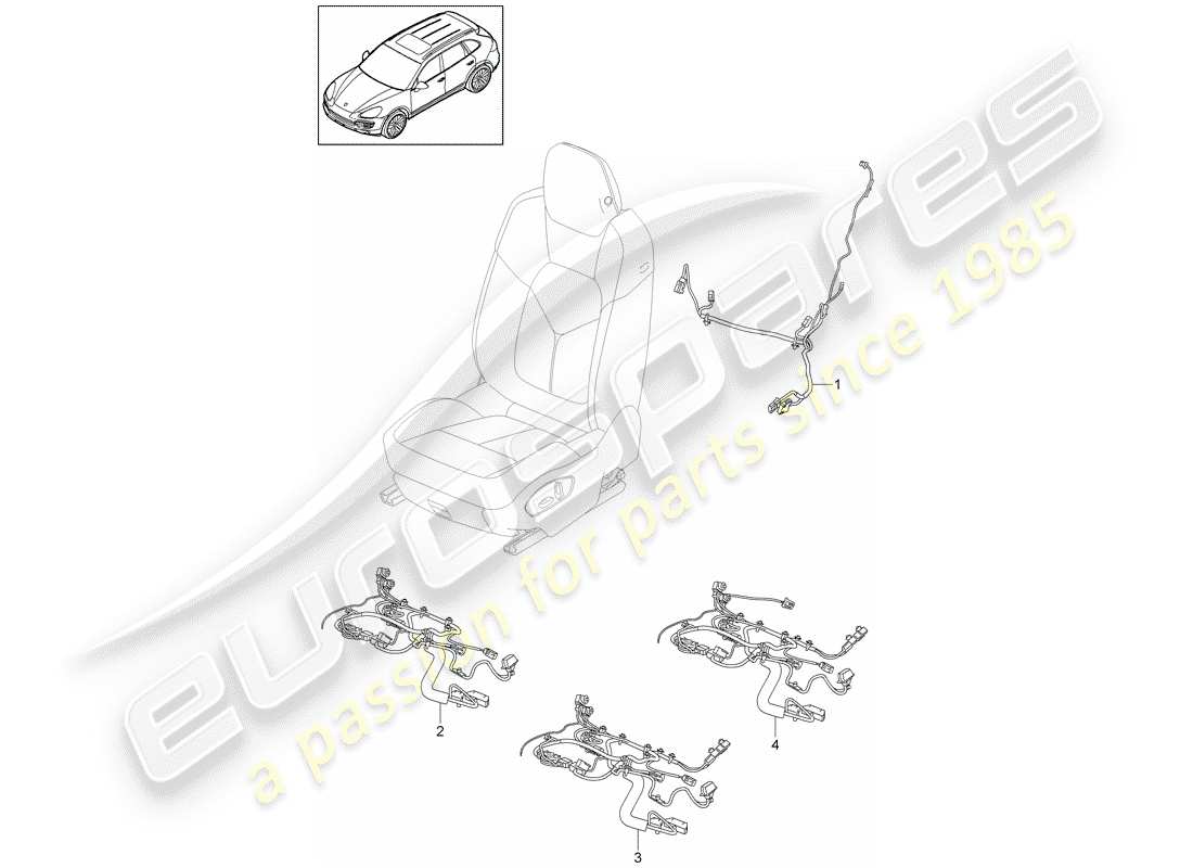 Porsche Cayenne E2 (2015) cableando arneses Diagrama de piezas