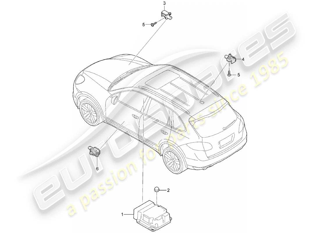 Porsche Cayenne E2 (2015) módulo de control electrónico Diagrama de piezas