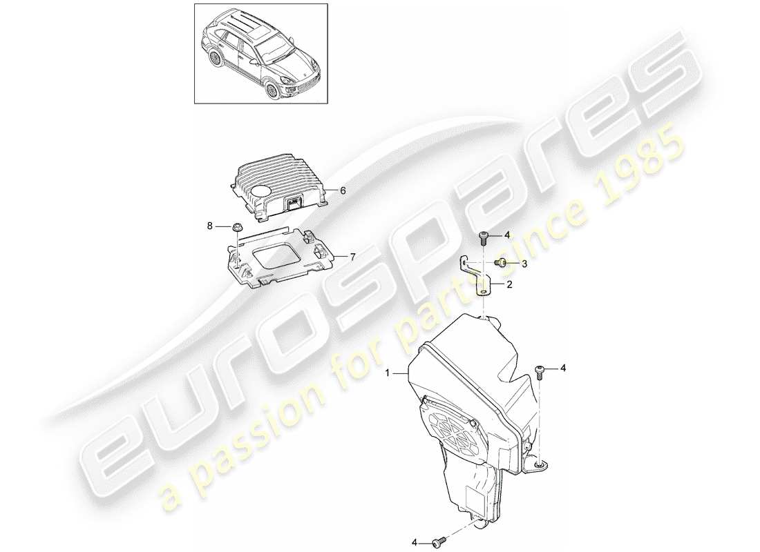 Porsche Cayenne E2 (2015) ALTOPARLANTE Diagrama de piezas