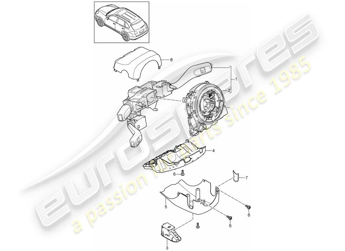 Porsche Cayenne E2 (2015) INTERRUPTOR DE LA COLUMNA DE DIRECCIÓN Diagrama de piezas