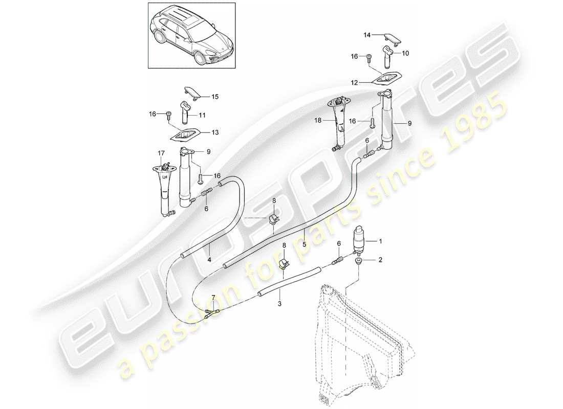 Porsche Cayenne E2 (2015) SISTEMA Arandela Diagrama de piezas