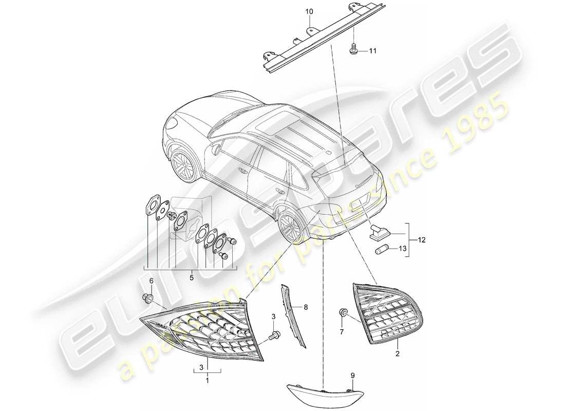 Porsche Cayenne E2 (2015) LUZ TRASERA Diagrama de piezas