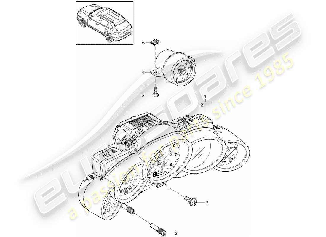 Porsche Cayenne E2 (2015) Combinación de instrumentos Diagrama de piezas