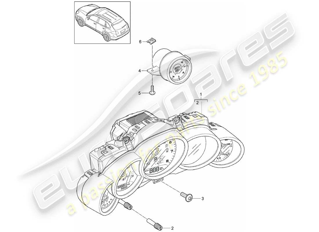 Porsche Cayenne E2 (2015) Instruments Diagrama de piezas