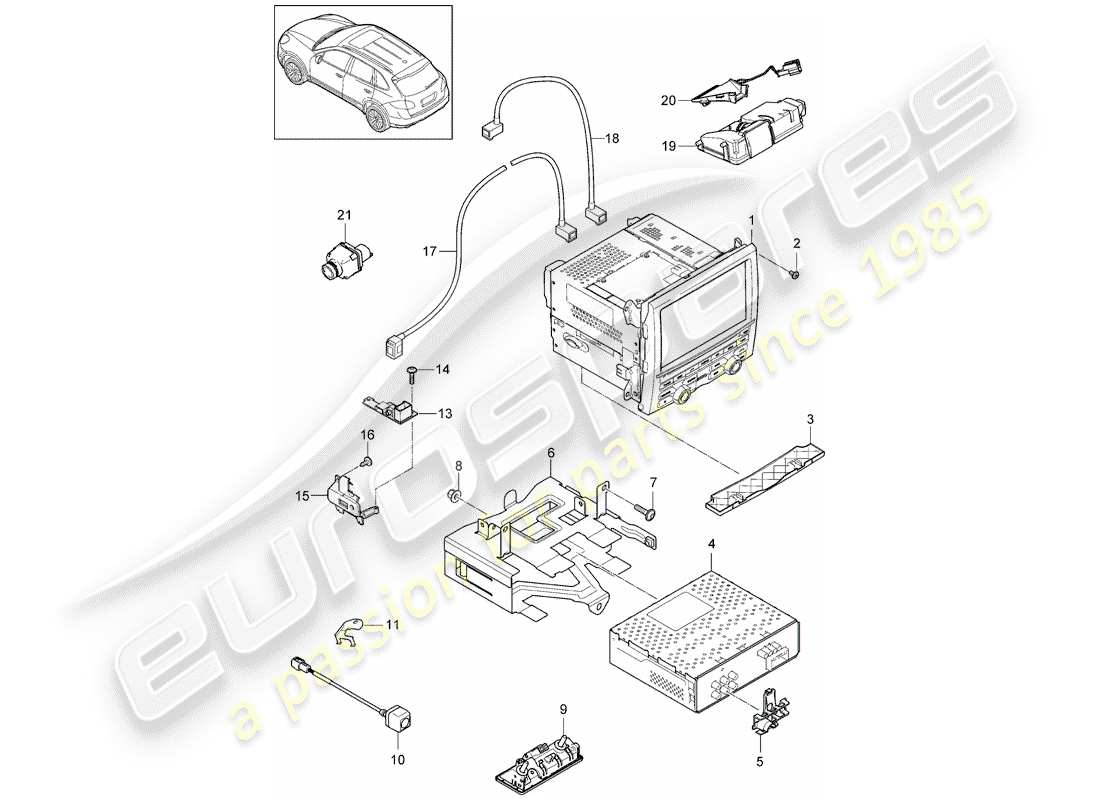 Porsche Cayenne E2 (2015) sistema de navegación Diagrama de piezas