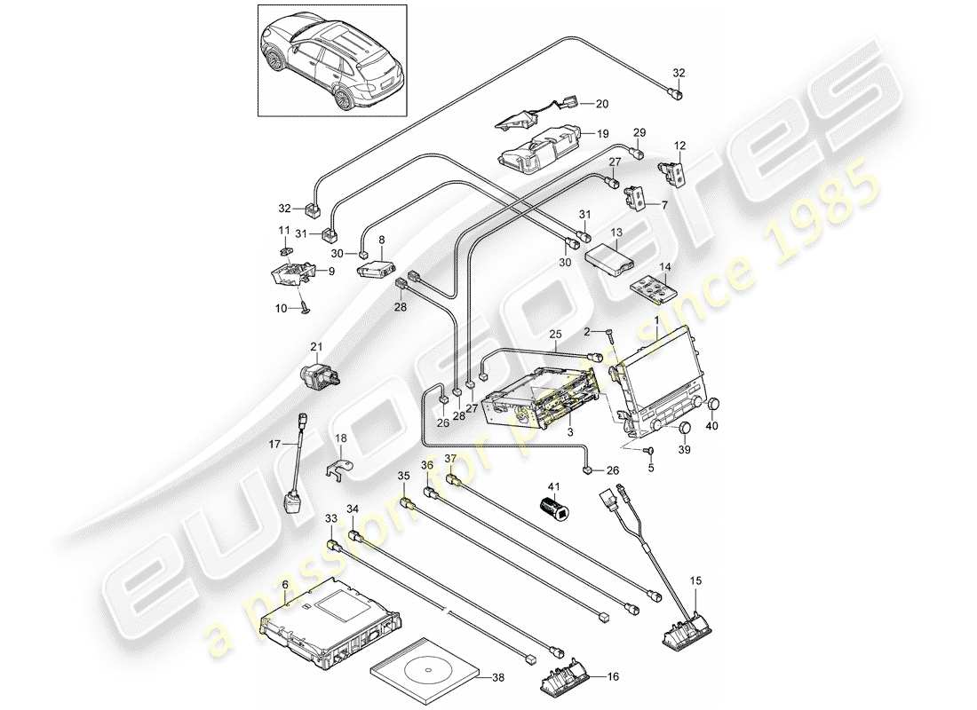Porsche Cayenne E2 (2015) unidad Operativa Diagrama de piezas