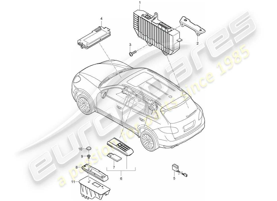 Porsche Cayenne E2 (2015) amplificador Diagrama de piezas