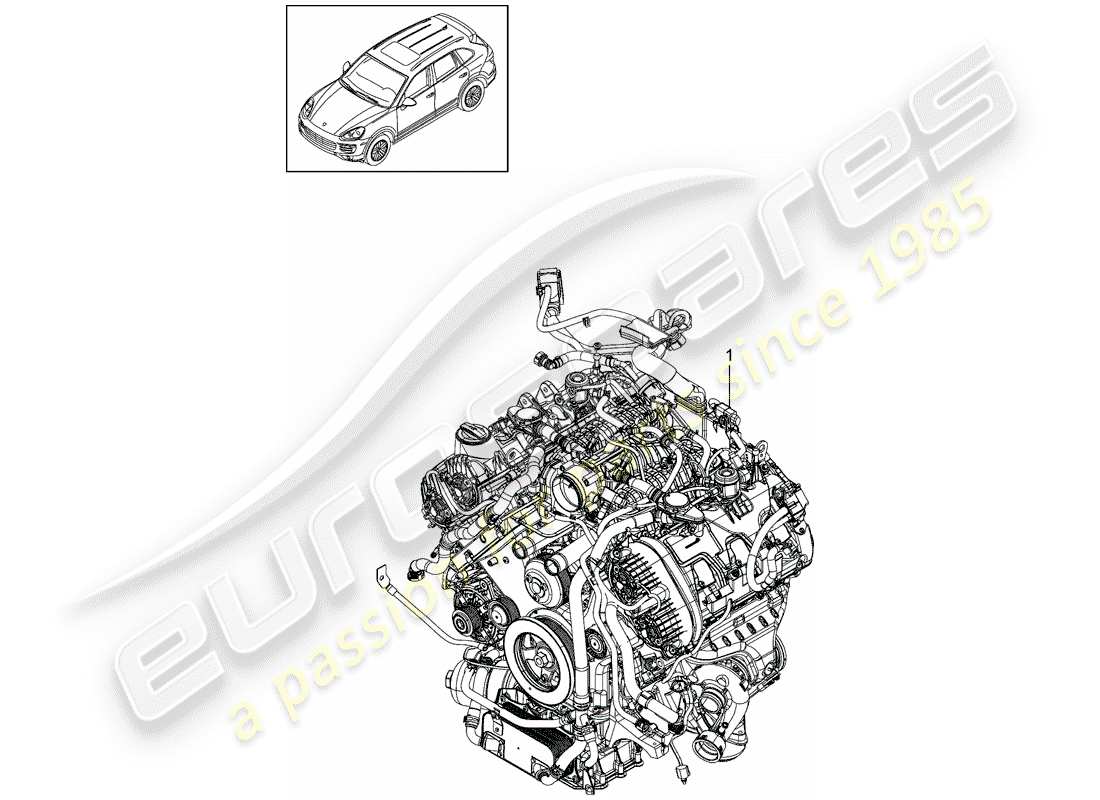 Porsche Cayenne E2 (2018) motor de repuesto Diagrama de piezas