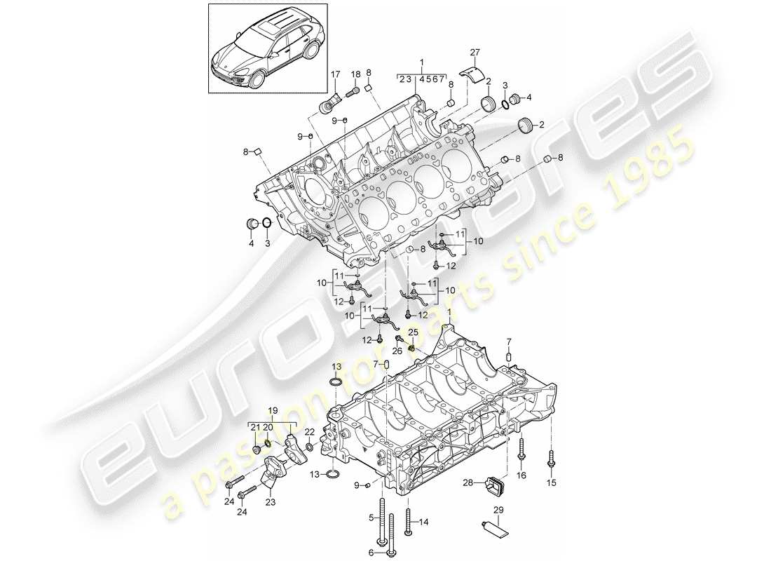 Porsche Cayenne E2 (2018) CRANKCASE Diagrama de piezas