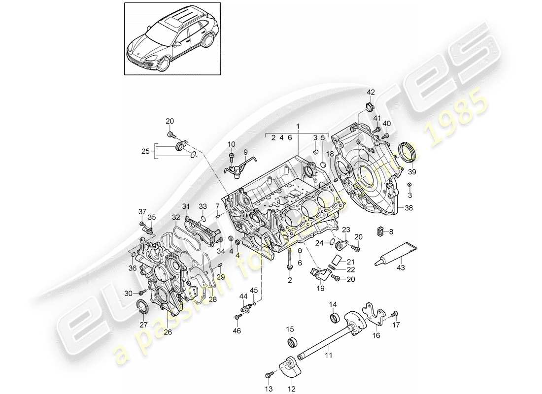 Porsche Cayenne E2 (2018) CRANKCASE Diagrama de piezas