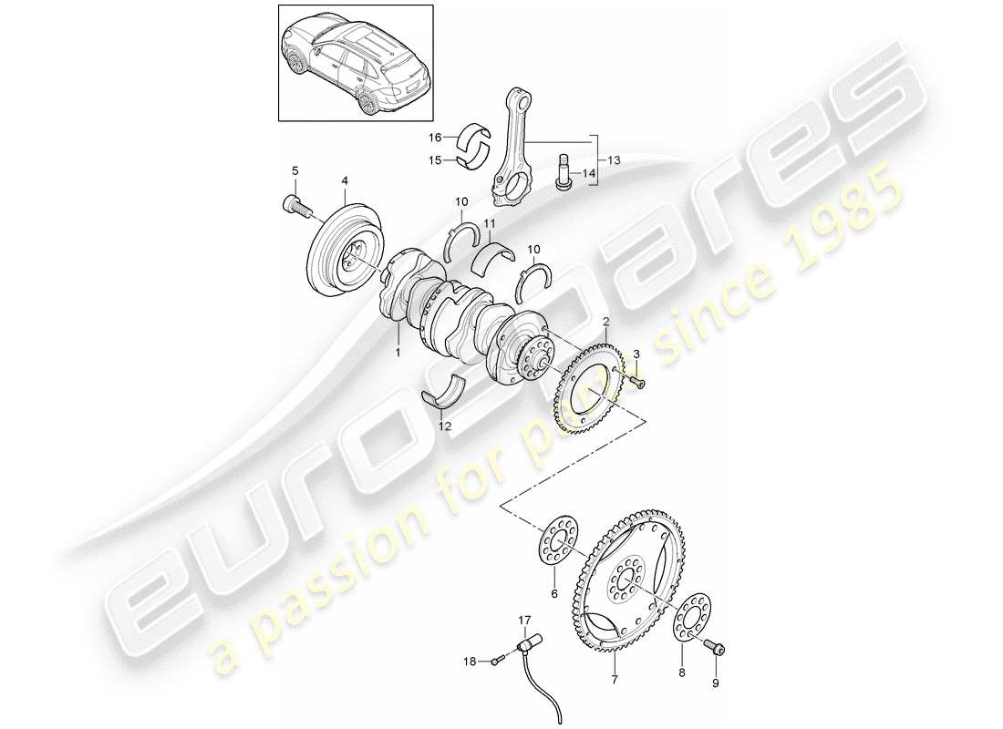 Porsche Cayenne E2 (2018) Cigüeñal Diagrama de piezas