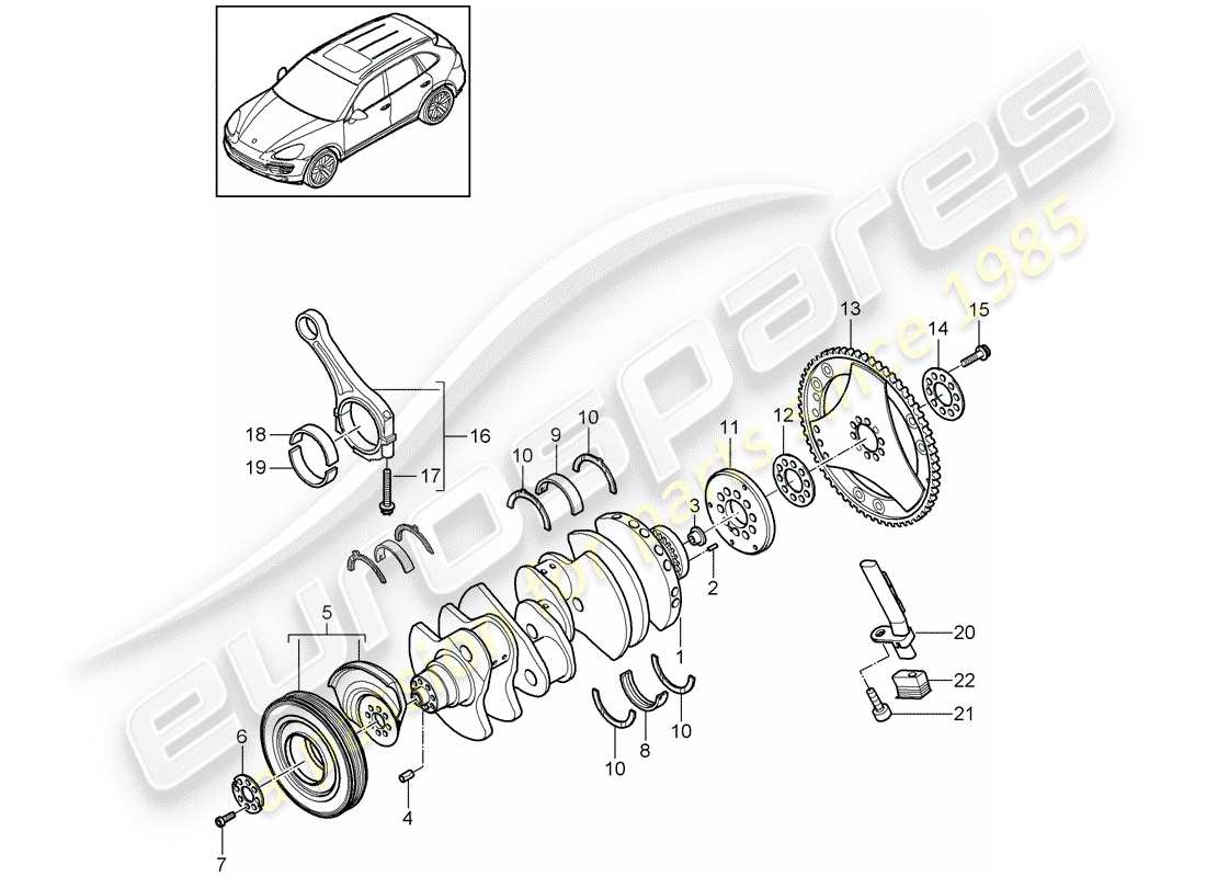 Porsche Cayenne E2 (2018) Cigüeñal Diagrama de piezas
