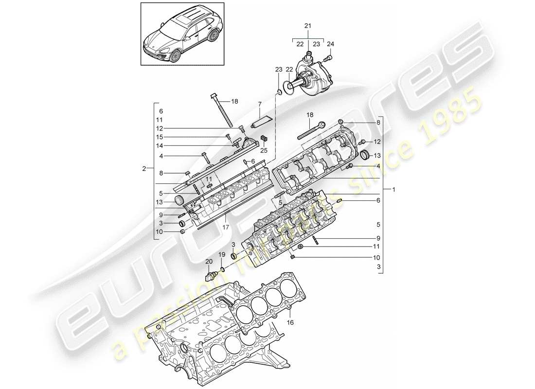 Porsche Cayenne E2 (2018) CABEZA DE CILINDRO Diagrama de piezas