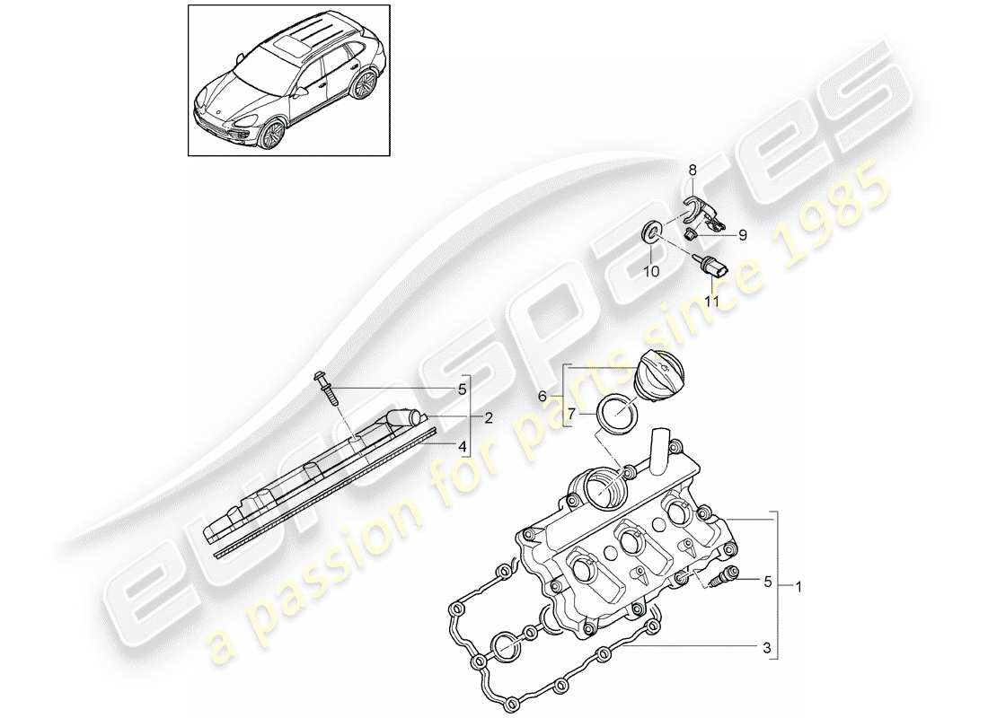 Porsche Cayenne E2 (2018) valve cover Diagrama de piezas