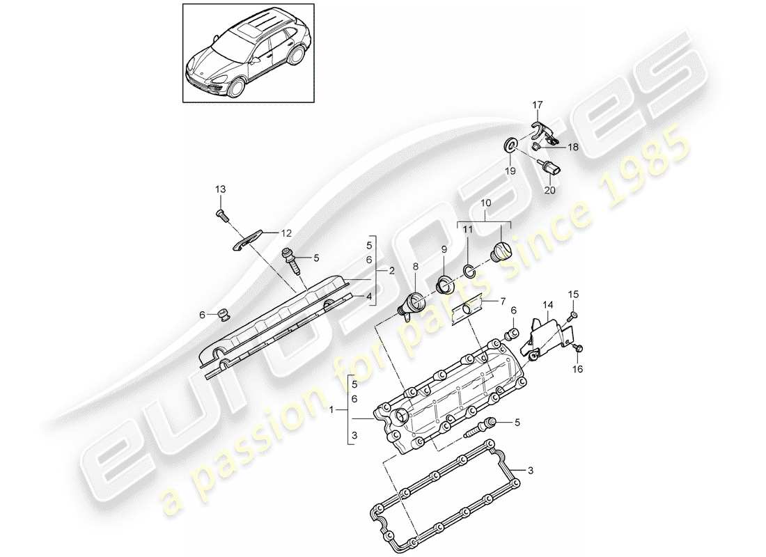 Porsche Cayenne E2 (2018) valve cover Diagrama de piezas