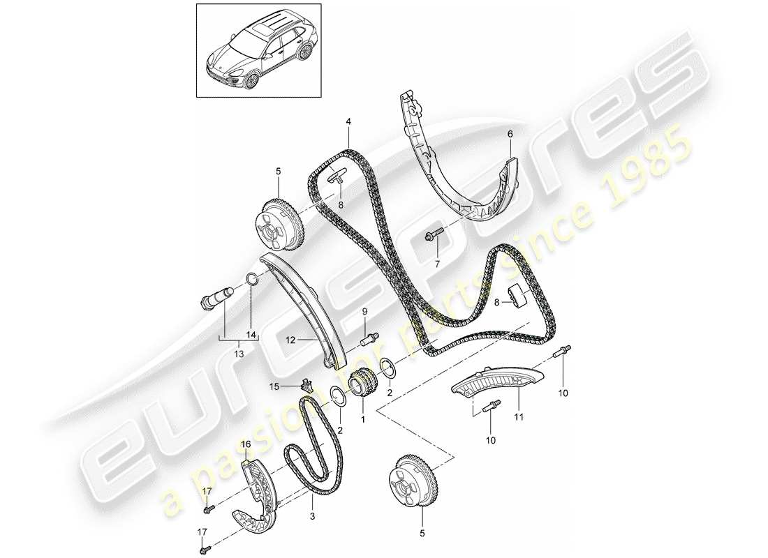 Porsche Cayenne E2 (2018) CADENA DE DISTRIBUCIÓN Diagrama de piezas