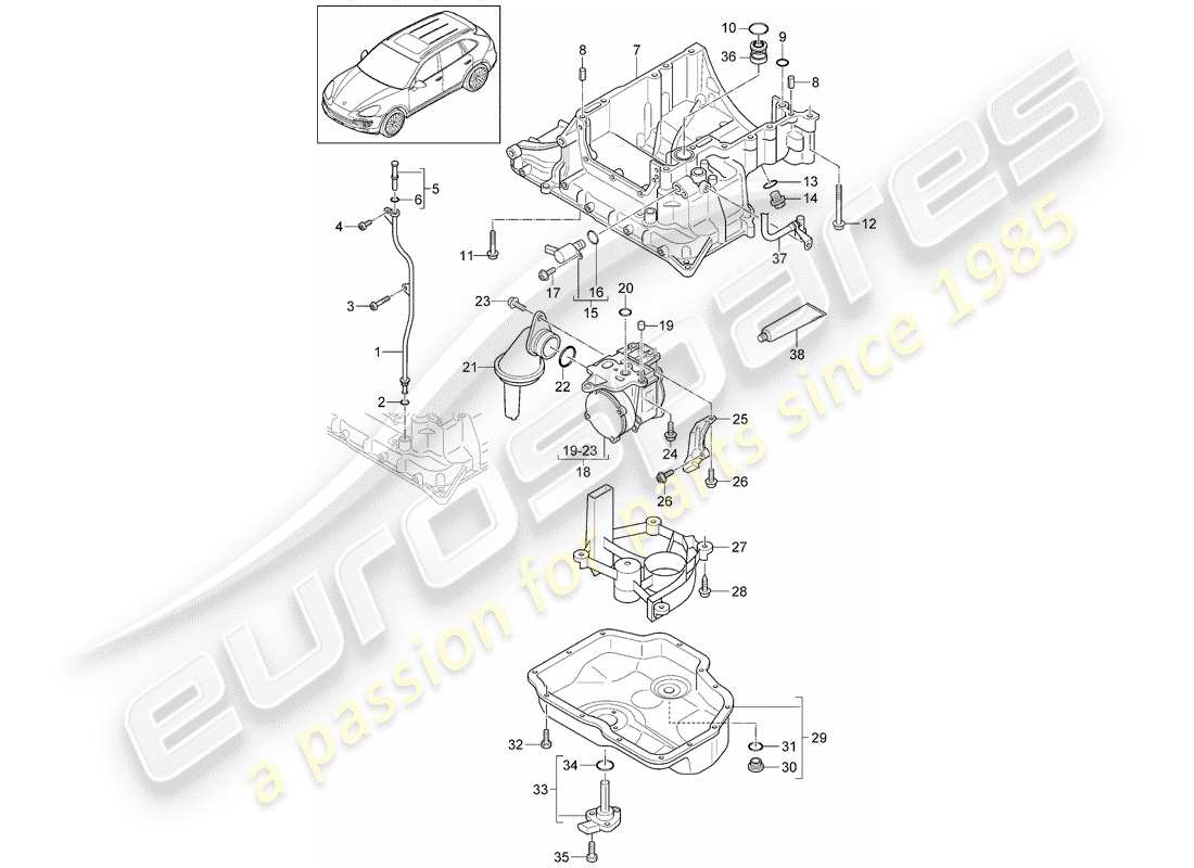 Porsche Cayenne E2 (2018) oil-conducting housing Diagrama de piezas