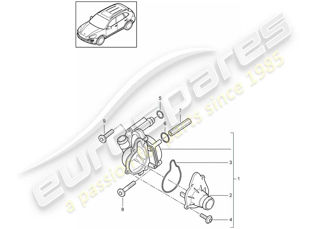 Porsche Cayenne E2 (2018) Bomba de agua Diagrama de piezas
