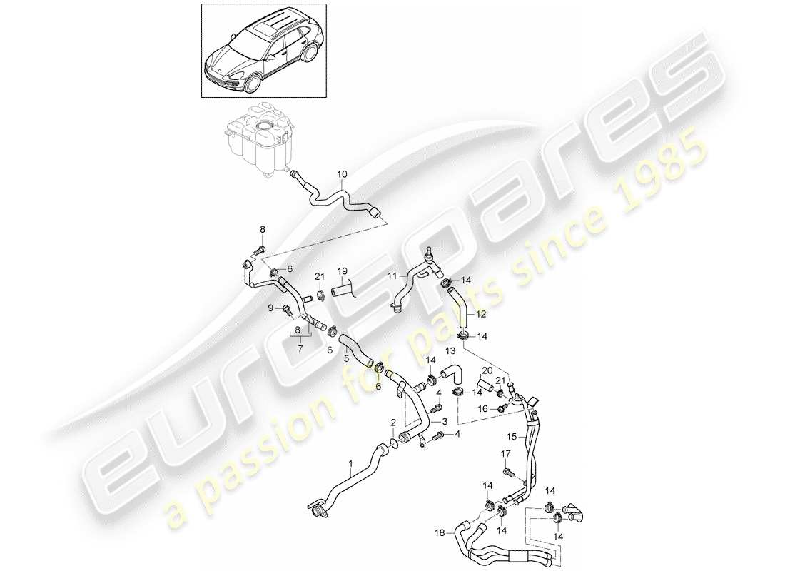 Porsche Cayenne E2 (2018) water cooling Diagrama de piezas