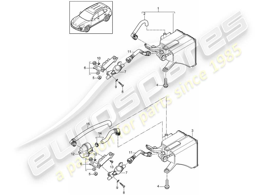 Porsche Cayenne E2 (2018) BOTE DE EMISIONES EVAPORATIVAS Diagrama de piezas