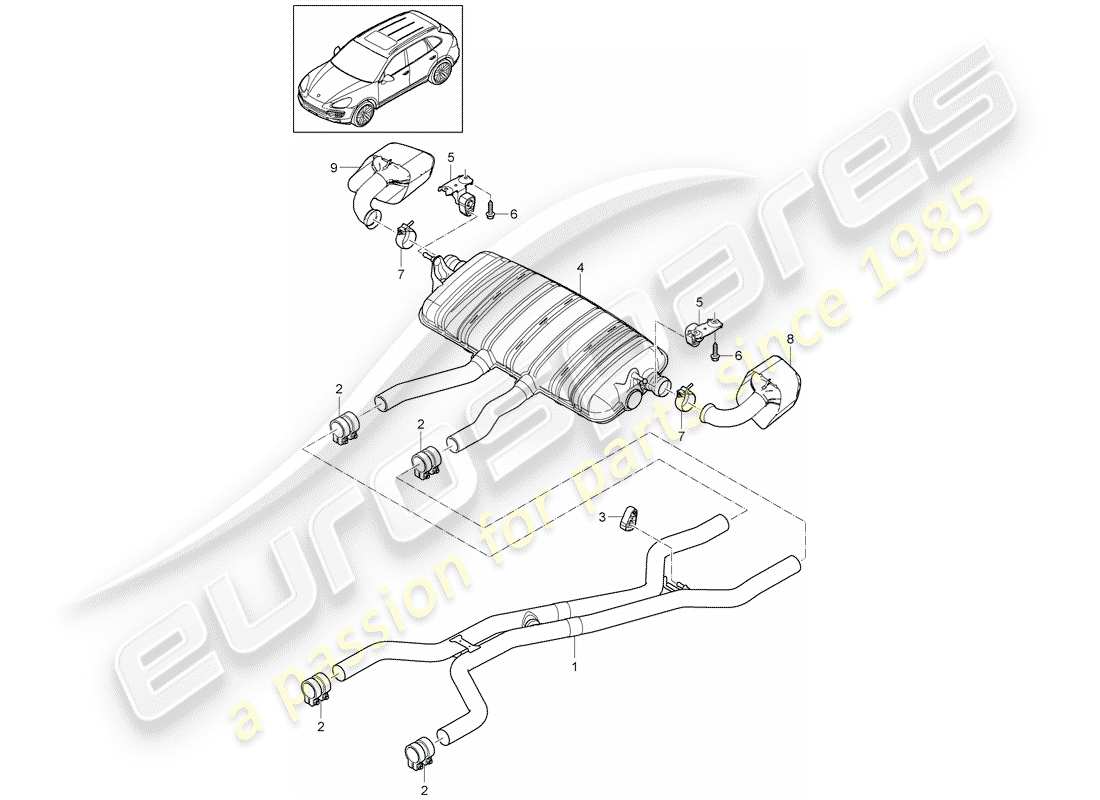 Porsche Cayenne E2 (2018) Sistema de escape Diagrama de piezas