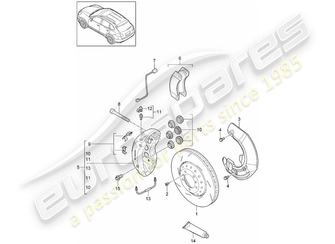 Porsche Cayenne E2 (2018) frenos de disco Diagrama de piezas