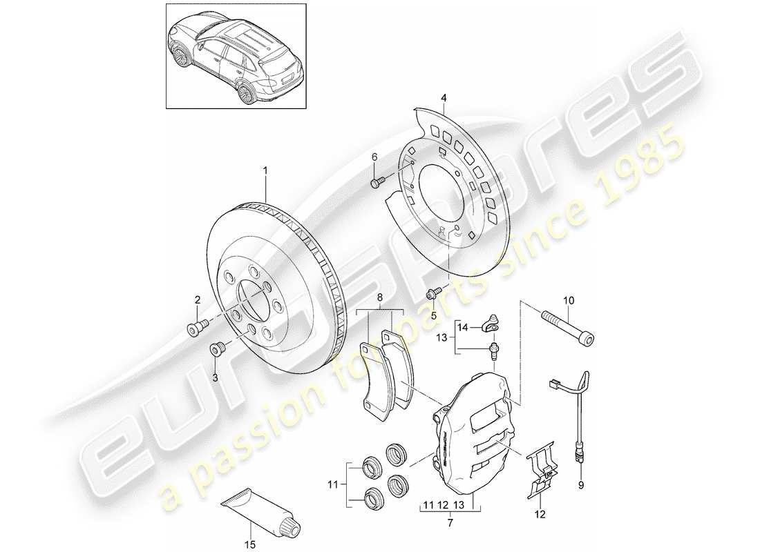 Porsche Cayenne E2 (2018) frenos de disco Diagrama de piezas