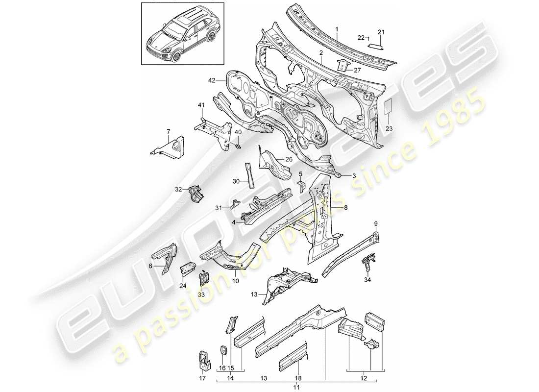 Porsche Cayenne E2 (2018) Interfaz Diagrama de piezas