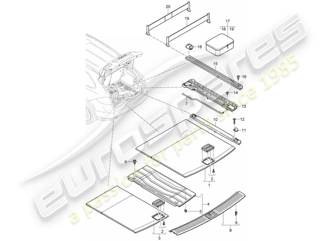 Porsche Cayenne E2 (2018) recubrimiento Diagrama de piezas