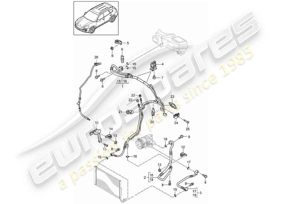 Porsche Cayenne E2 (2018) CIRCUITO REFRIGERANTE Diagrama de piezas