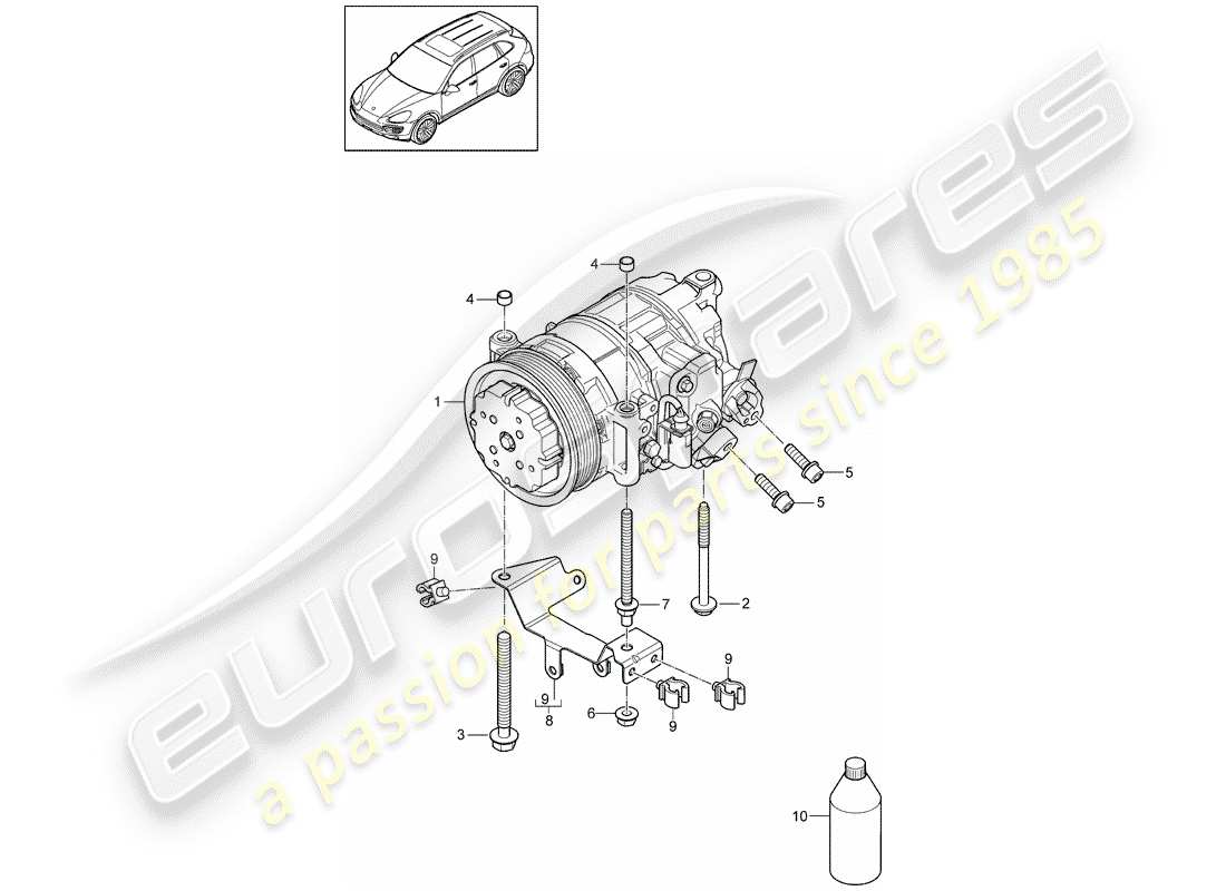Porsche Cayenne E2 (2018) compresor Diagrama de piezas
