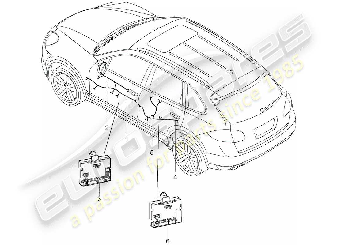 Porsche Cayenne E2 (2018) cableando arneses Diagrama de piezas