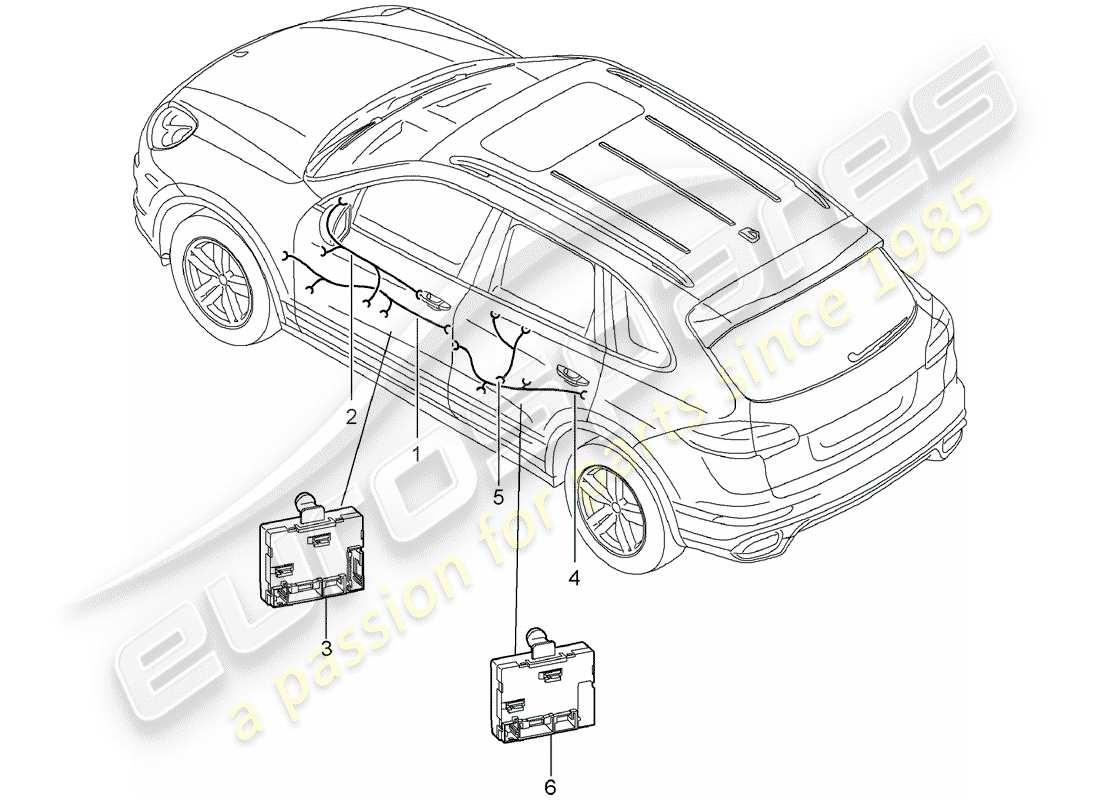 Porsche Cayenne E2 (2018) cableando arneses Diagrama de piezas