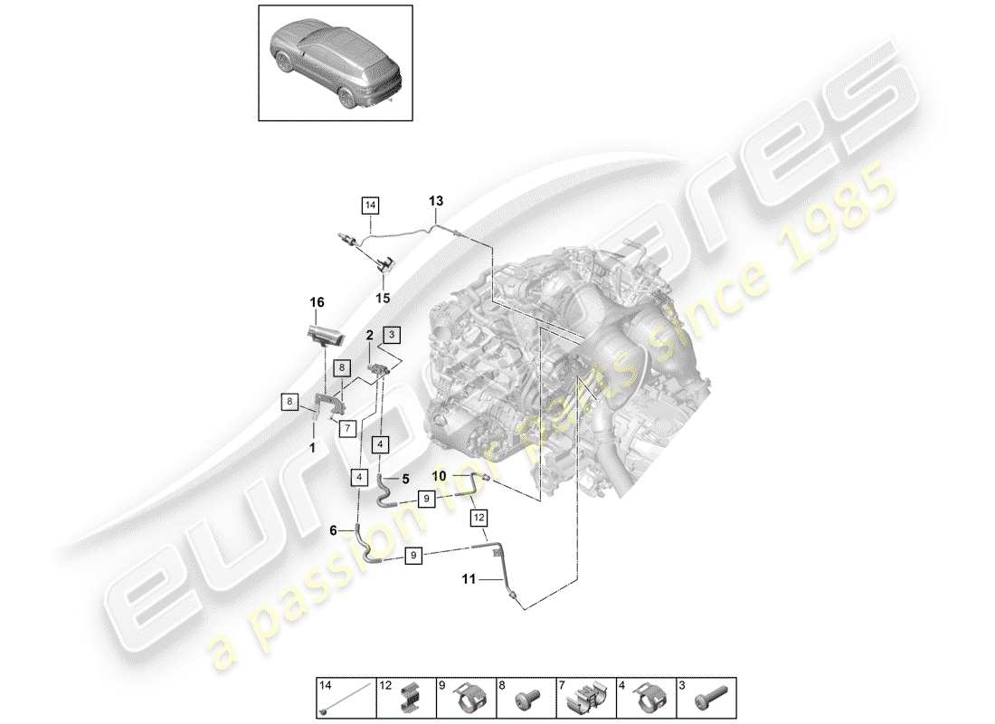 Porsche Cayenne E3 (2018) control line with differential Diagrama de piezas