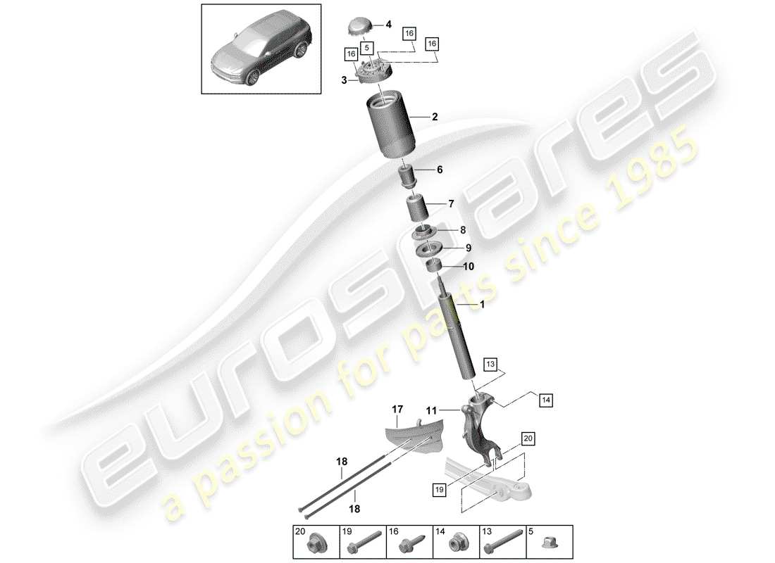 Porsche Cayenne E3 (2018) SUSPENSIÓN Diagrama de piezas