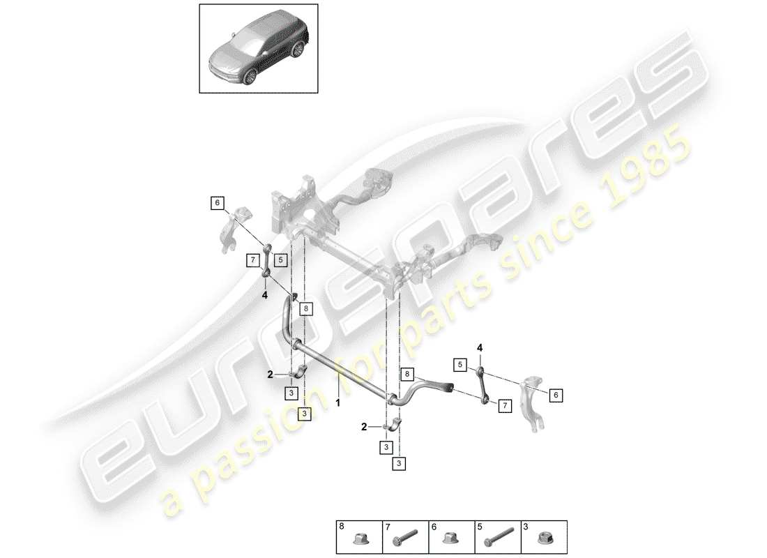 Porsche Cayenne E3 (2018) ESTABILIZADOR Diagrama de piezas